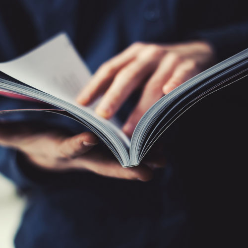 Businessman reading a book